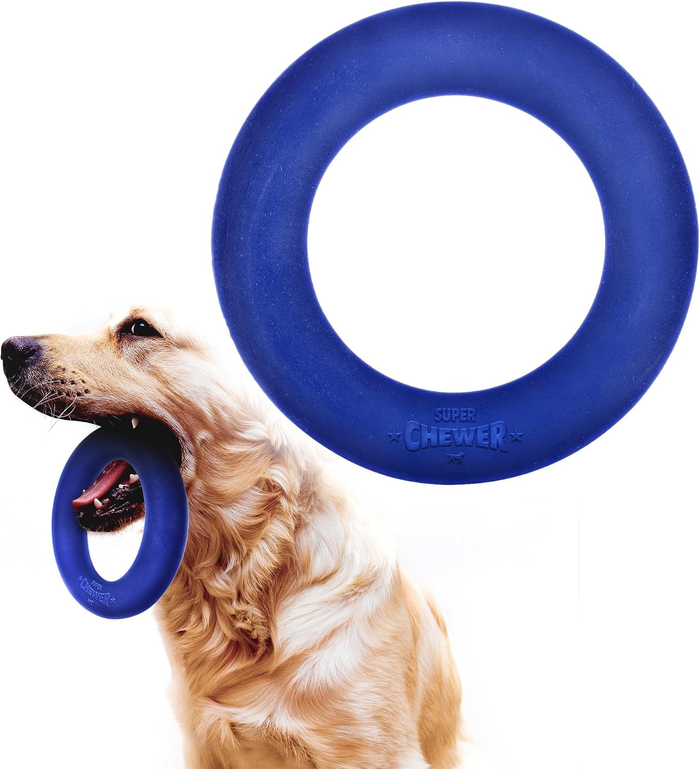 Superchewer Tough Dog Bone Toy | Lifetime Replacement | Strong Natural Rubber | Great Dog Fetch Toy | Chew Toys for Dogs | Ultra Durable Chew Toys for Moderate Chewers | Large Breed Tested