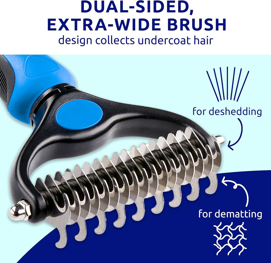 Deshedding Dog Brush for Shedding – Cat Brushes for Indoor Cats, Double-Sided Cat Brush Deshedding & Grooming Tool for Long Haired and Short Haired Dogs, Skin-Friendly