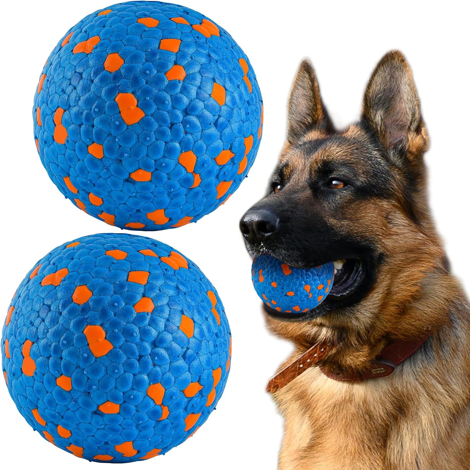 2Pcs Dog Balls, Tennis Balls for Dog Aggressive Chewers, for Large Medium Small Puppy, Training Catch&Fetch, Water Floats Toys, Orange