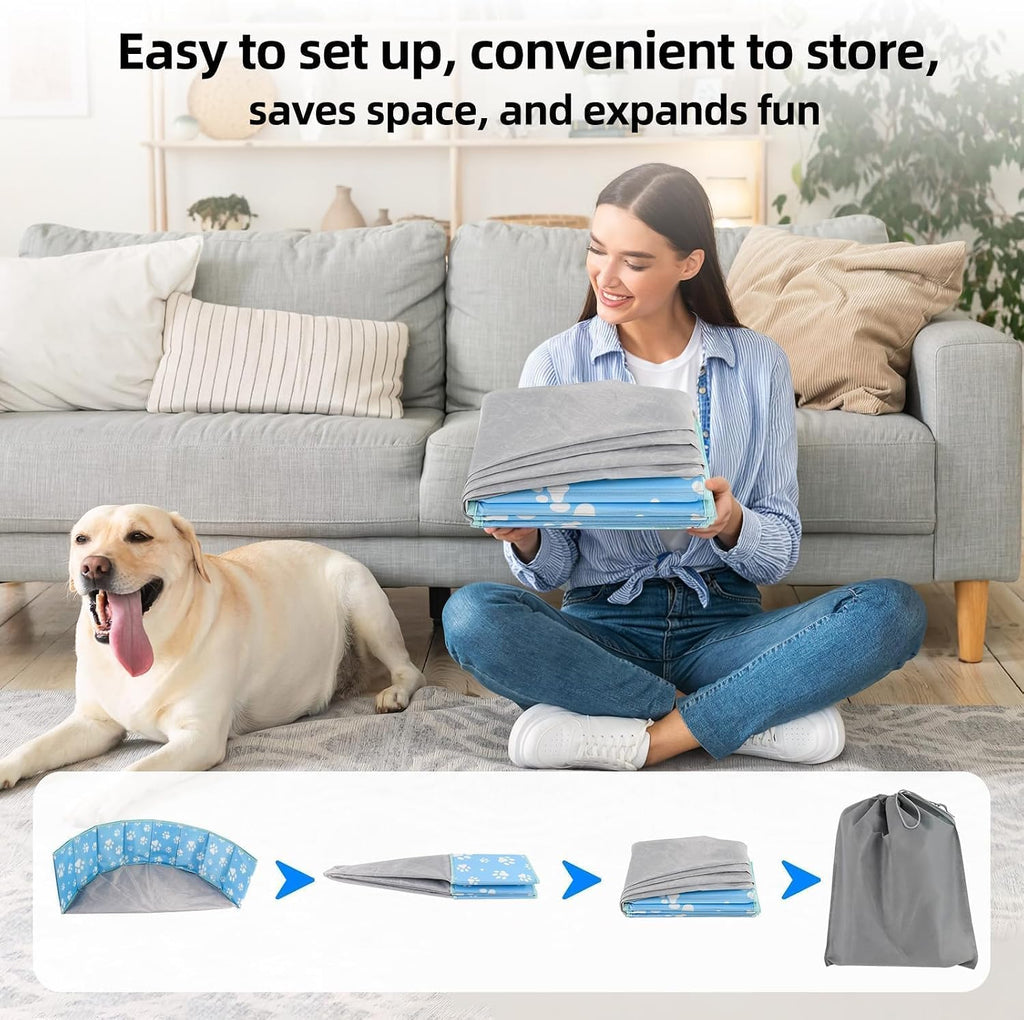 40-Inch Large Dog Ball Pit, Foldable Playpen for Dogs Cats Indoor Outdoor | Ball Pit for All Types of Dog Cat Breeds, Party Toys Gifts. Indoor Outdoor Pet Playpen(No Ball Included) (Blue)