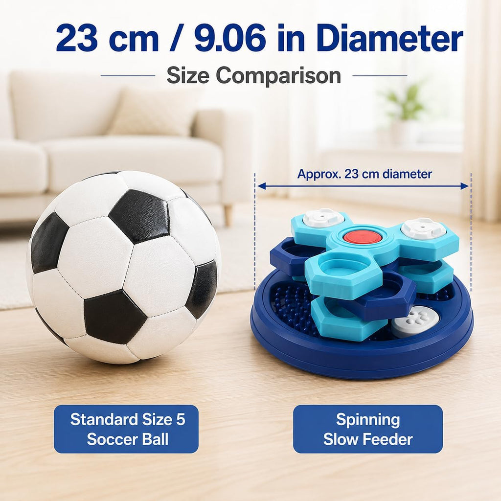 Slow Feeder Puzzle Dog Bowl, 4-Layer Rotating Interactive Pet Feeder with 7 Removable Covers, Silicone Spatula & Non-Slip Base, Blue