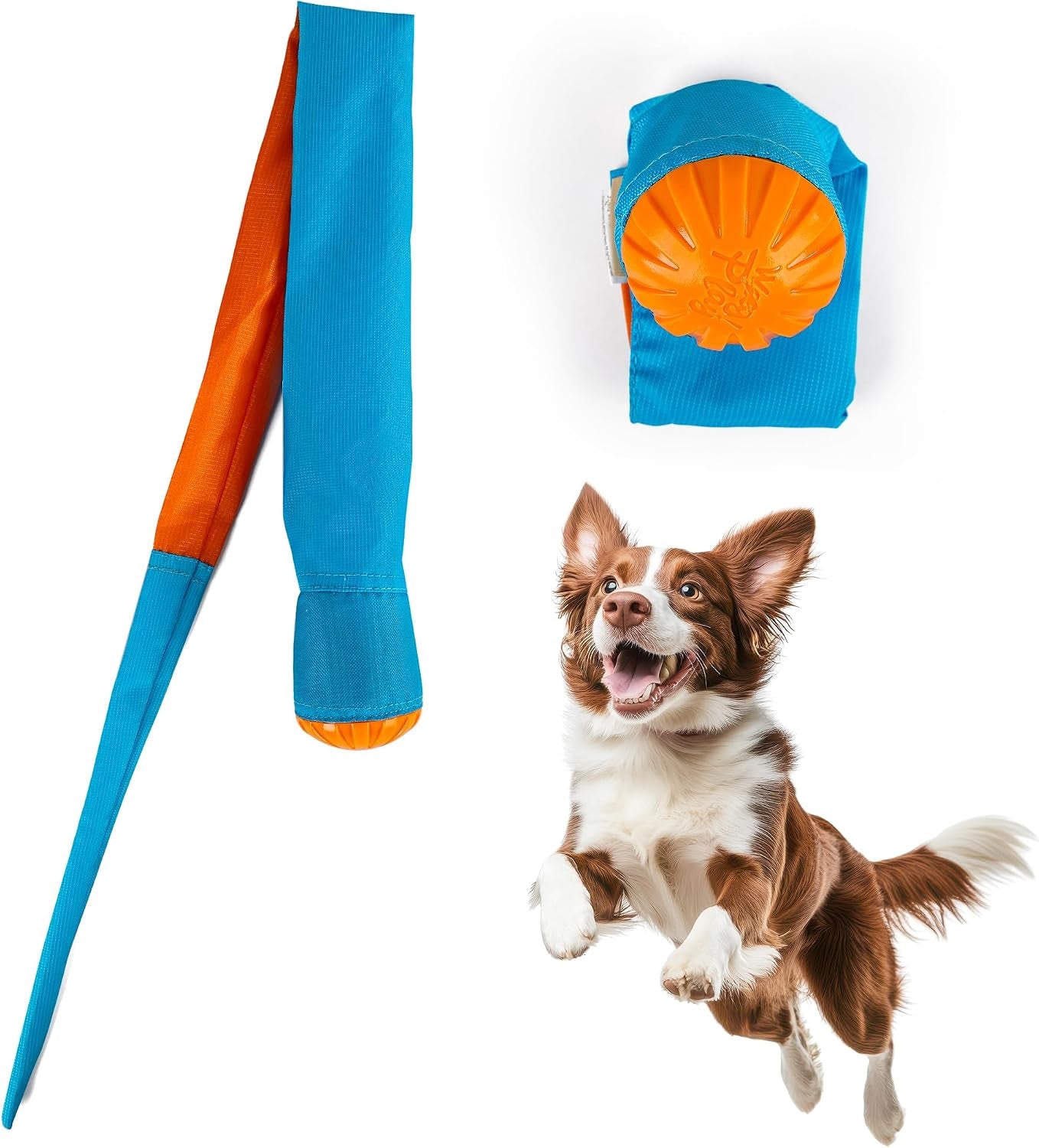 2-Pack Dog Ball Toy with Tail, Interactive Throw & Catch Toy for Medium & Large Dogs, Rubber Ball with Nylon Tail for Exercise & Boredom Relief