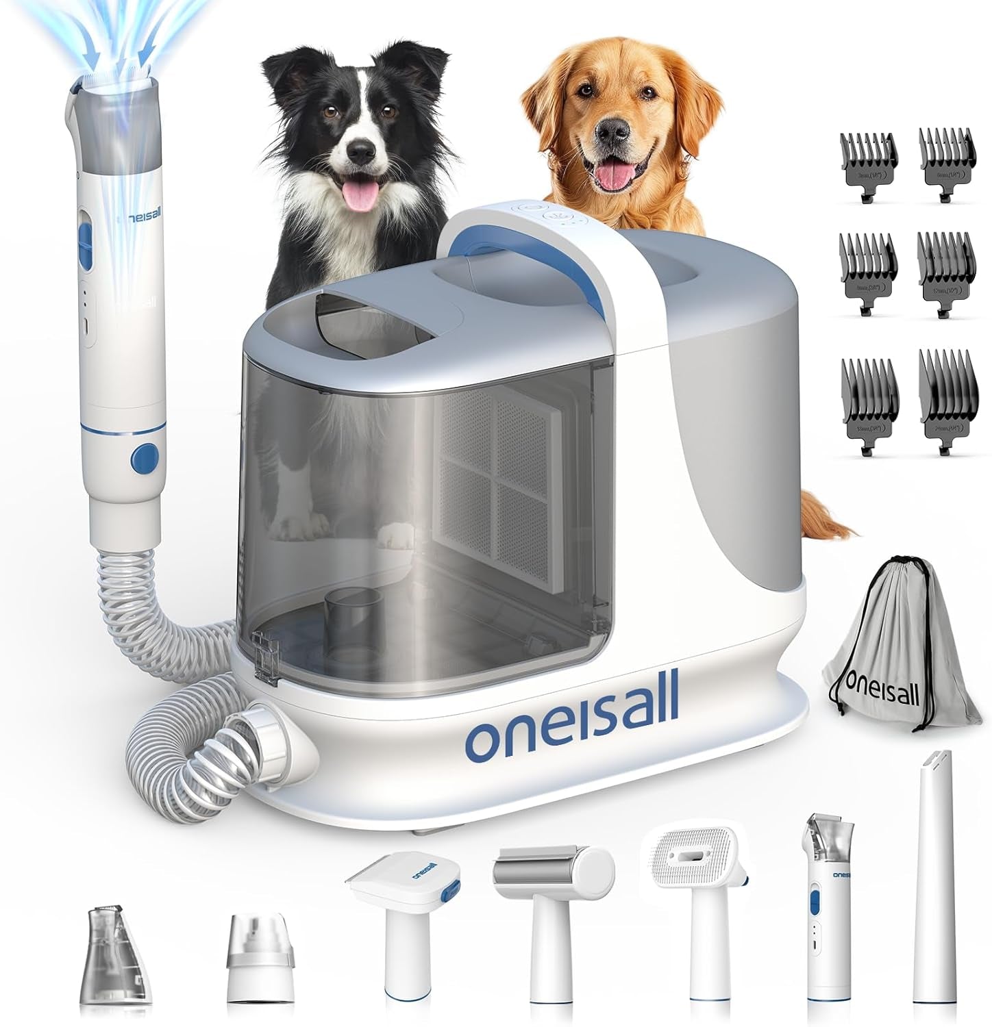 Dog Grooming Vacuum Kits with Clipper | Exatra Large 3L Dust Cup,13Kpa 3 Suction,Clipper,Nail Grinder & Shedding Brush 7 in 1 Grooming Kits,Low Noise,Bm3