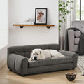 38" Dog Couch, Comfortable Dog Sofa Bed with Backrest and Armrests for Medium and Large Dogs, Linen Cozy Soft Cushion Pet Bed,Dark Gray