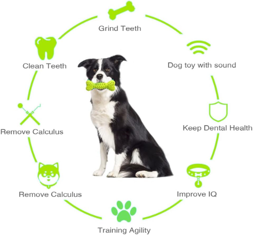 Bone Shape Dog Squeaky Toys, Durable Dog Chew Toys for Aggressive Chewers, Puppy Teething Toys for Small/Medium Dogs Natural Rubber Puppy Chew Toys for Teething
