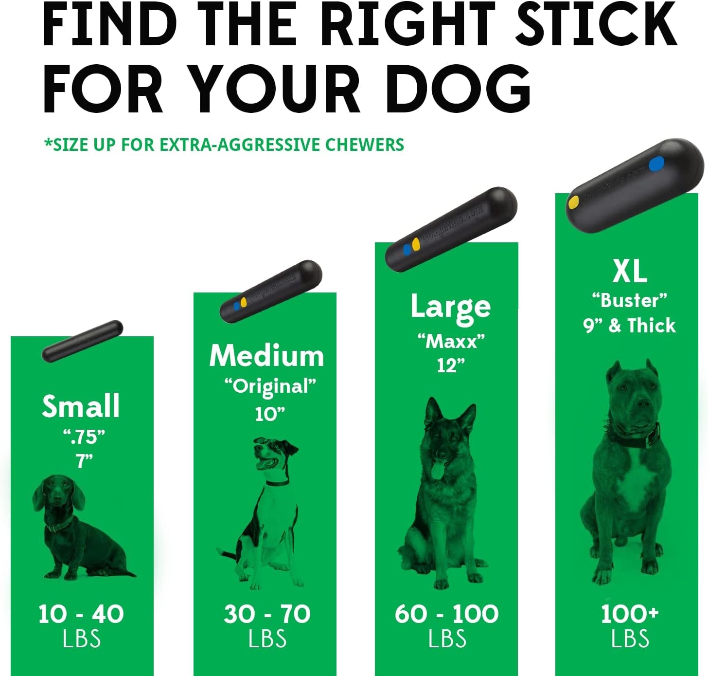 — Dog Toys for Aggressive Chewers | Virtually Indestructible Dog Toys for Breeds Such as Pit Bulls and German Shepherds | Heavy Duty Rubber Stick Toy | Large
