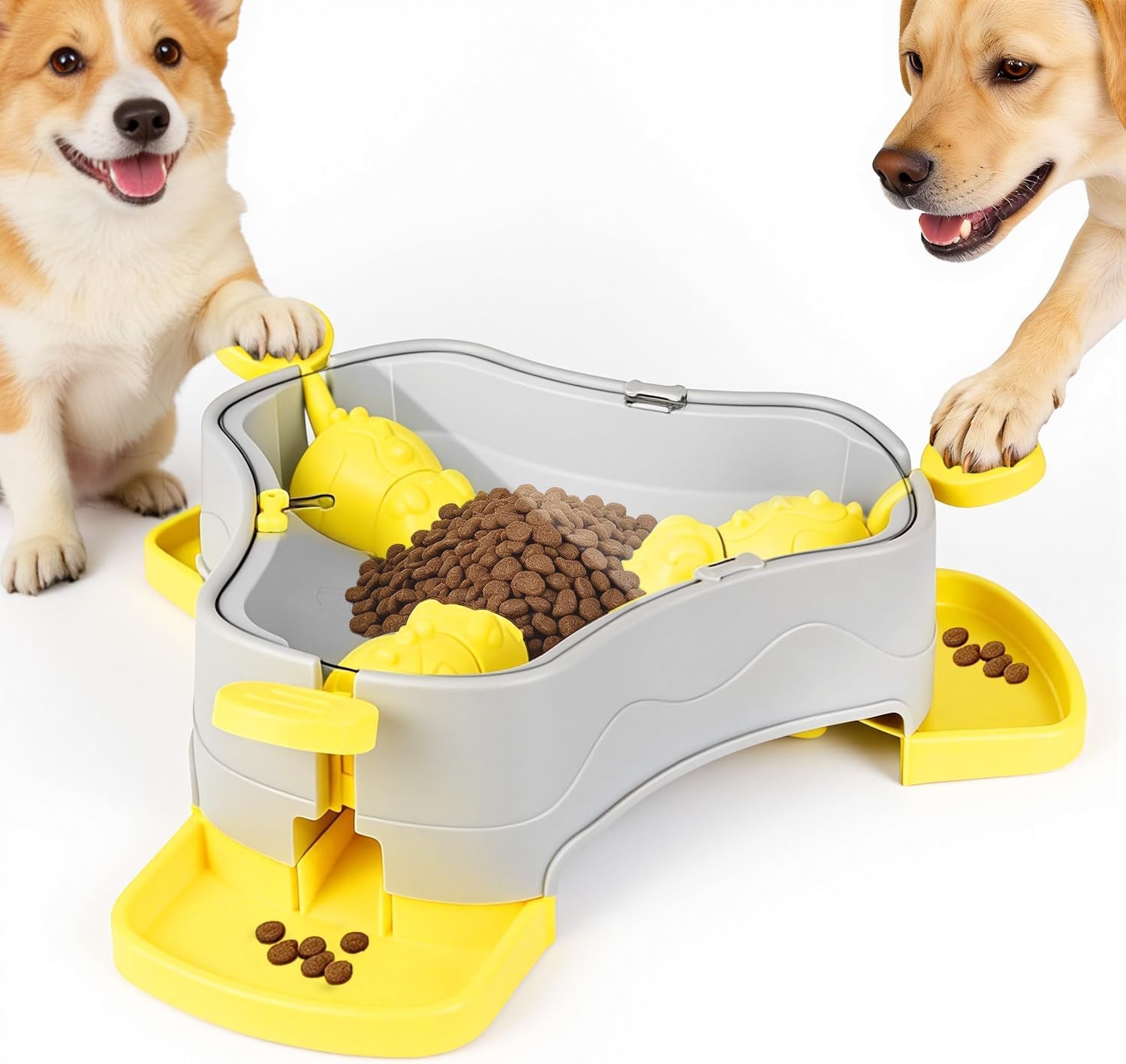 Dog Puzzle Toy, 3-In-1 Interactive Dog Puzzle Toys Press-Type Dog Treat Dispenser Toy Dog Enrichment Toy No-Slip Slow Feeder Interactive Brain Training Toys for Smart Dog Cats, 3 Colors