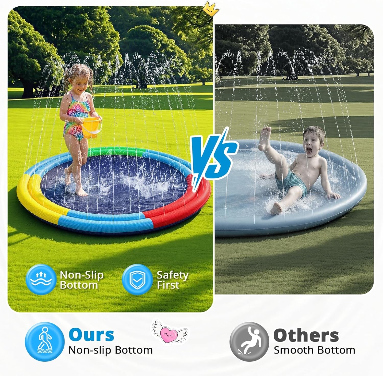 78" Extra Large Non-Slip Splash Pad for Kids & Dogs, Thicker Sprinkler Mat, Backyard Outdoor Water Toys, Durable Summer Fountain Play Pool Gifts for Toddlers, Children & Pets