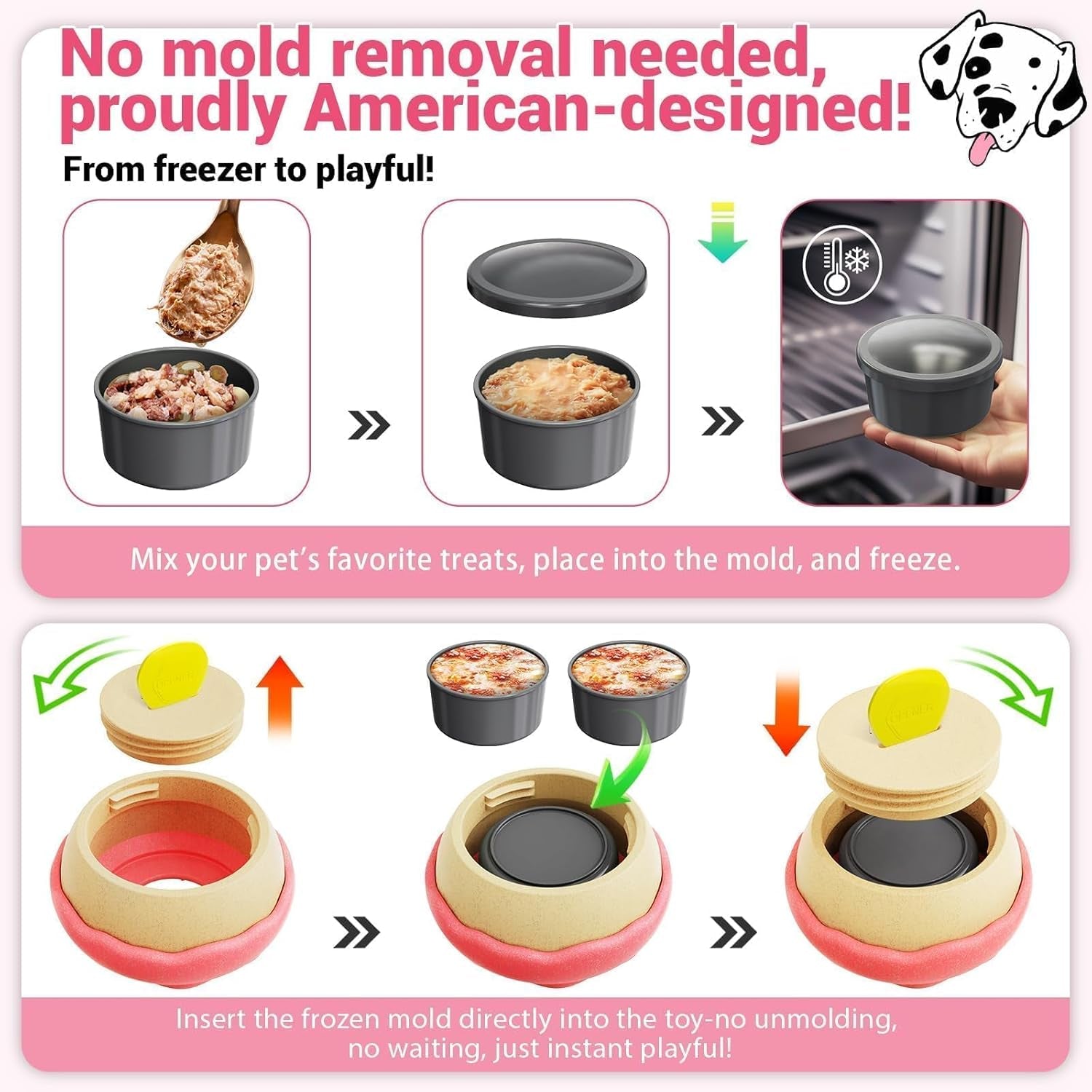 Dog Toys for Aggressive Chewers, Dog Enrichment Toys, Anxiety Relief for Dogs Toy, Indestructible Frozen Treat Toy National Pet Day Gifts for Large Dogs Peanut Butter Reduces Anxiety, Donut