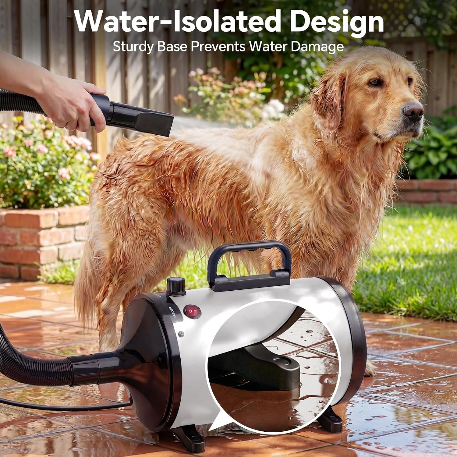 Dog Dryer High Velocity Dog Hair Dryer 5.2HP/3800W, Stepless Adjustable Speed Temperature Dogs Grooming Blow Dryer, Pet Dryer with 4 Nozzles,Blow Dryer for Dogs, White