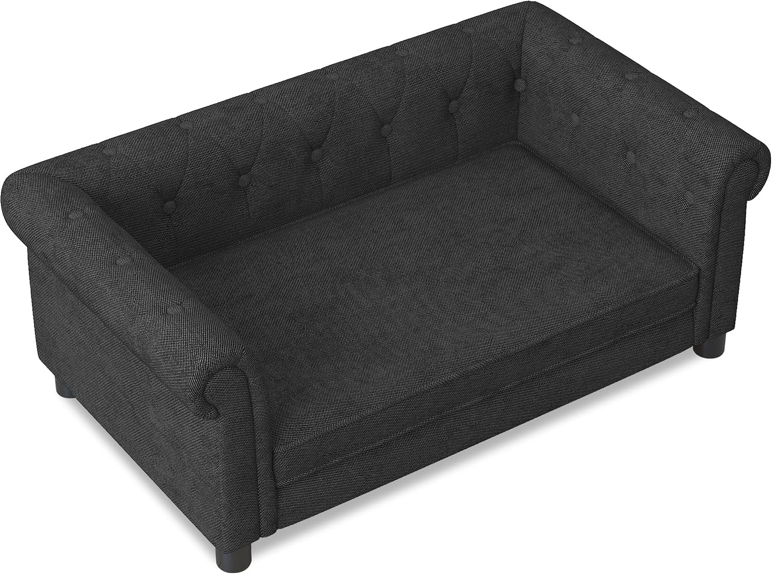 Pet Bed Dog Sofa,39" Pet Couches with Backrest and Armrests,Dog Sofa Bed for Small and Medium-Sized Dogs W/Linen Fabric,Black