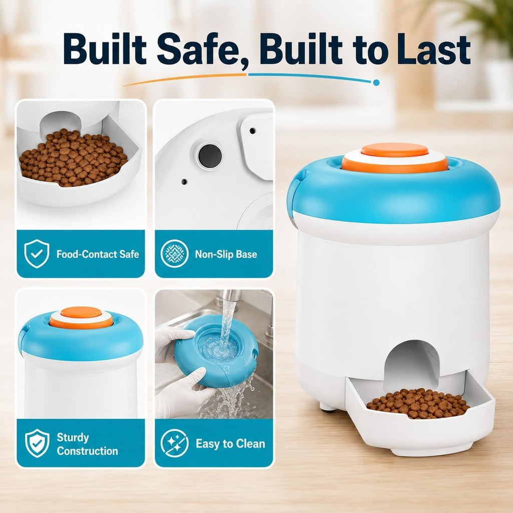 Interactive Dog Treat Dispenser Toy with Remote Button, Dog Puzzle Feeder & Slow Feeder for Bored Dogs, Mental Stimulation Reward Training Toy with 8 DIY Stickers