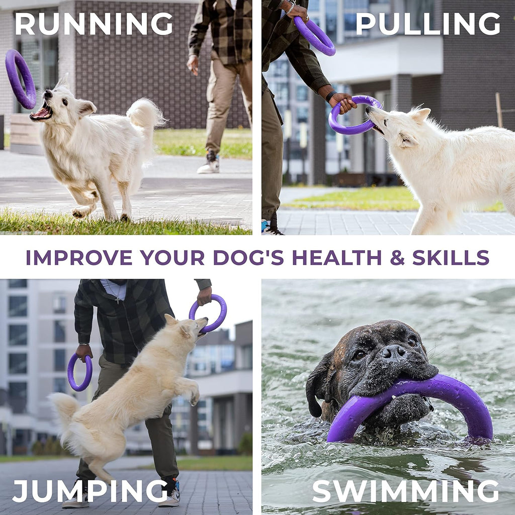 Puller Outdoor Dog Ring Toys - Dog Fetch Toy & Tug of War Dog Toy for Small Medium Large Dogs - Dog Ball & Soft Dog Frisbee Alt - outside Dog Yard Toys - Big Dog Pull Toy - Dog Agility Jumps Tool