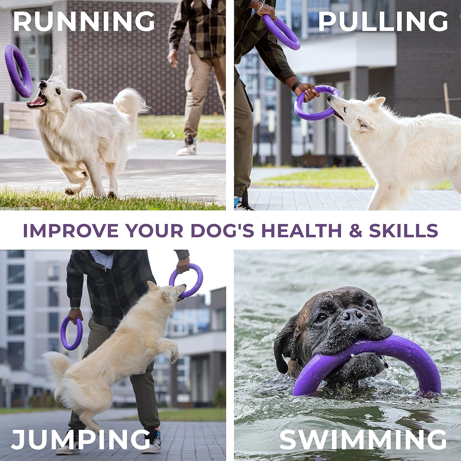 Puller Outdoor Dog Ring Toys - Dog Fetch Toy & Tug of War Dog Toy for Small Medium Large Dogs - Dog Ball & Soft Dog Frisbee Alt - outside Dog Yard Toys - Big Dog Pull Toy - Dog Agility Jumps Tool