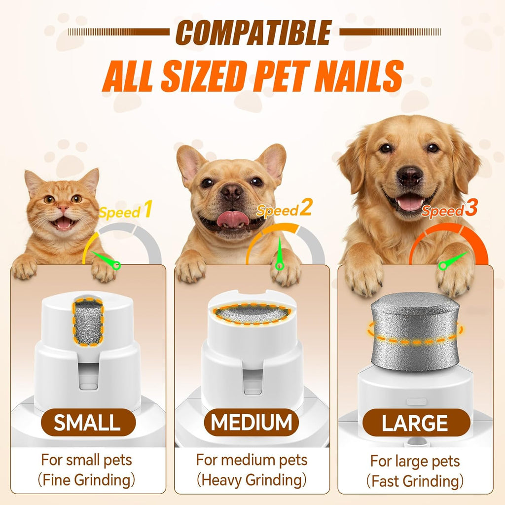 Dog Nail Grinder Electric Powerful 3 Speeds Dog Nail Clippers with Lights Quiet Cat Nail Clipper Painless Care Trimmers Tools for Small Medium Large Dogs and Cats (Black)