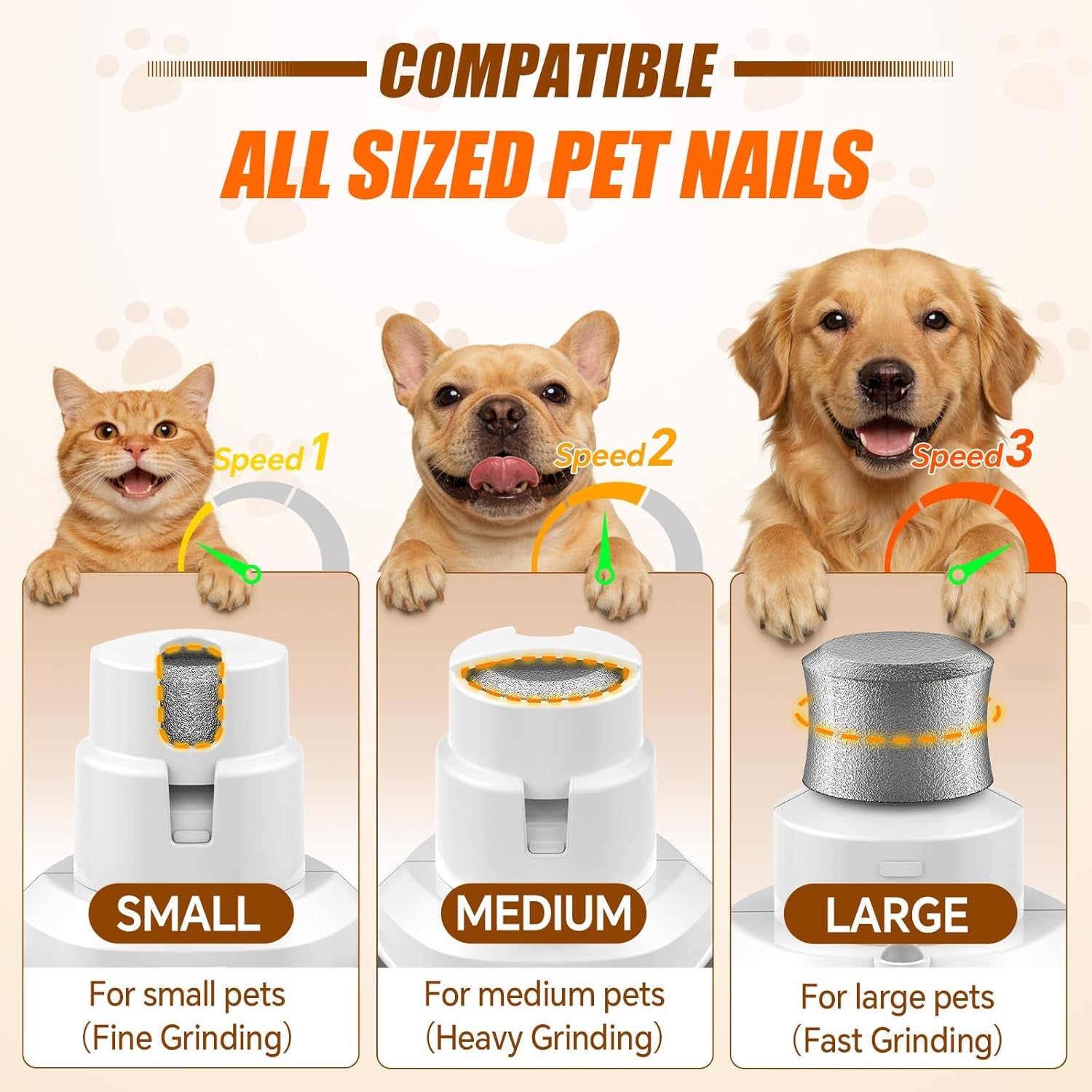 Dog Nail Grinder Electric Powerful 3 Speeds Dog Nail Clippers with Lights Quiet Cat Nail Clipper Painless Care Trimmers Tools for Small Medium Large Dogs and Cats (Black)