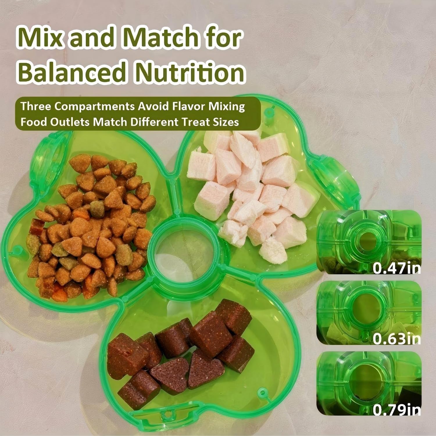 Interactive Dog Puzzle Toy, Treat Dispensing Dog Toy with 3-Chamber Design for Dogs & Cats, Space-Saving Clamp-On Food Dispenser for IQ Training & Enrichment, Ideal for Table, Door & Desk