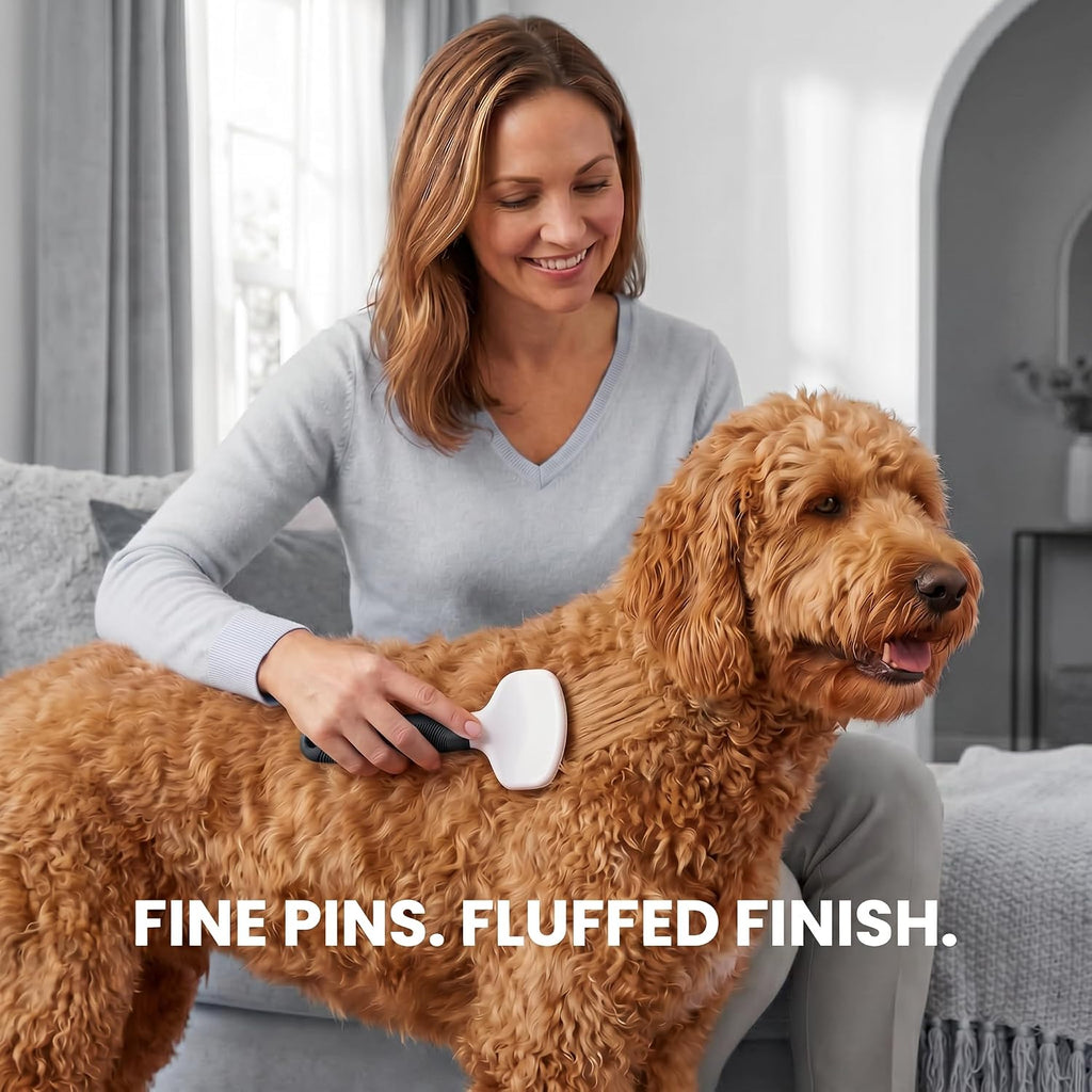 Poodle Pet Slicker Brush - for Dogs, Cats, and Rabbits - Removes Matted Fur, Knots, and Loose Hair - Suitable for Grooming Doodles and Goldendoodles with Short or Long Hair