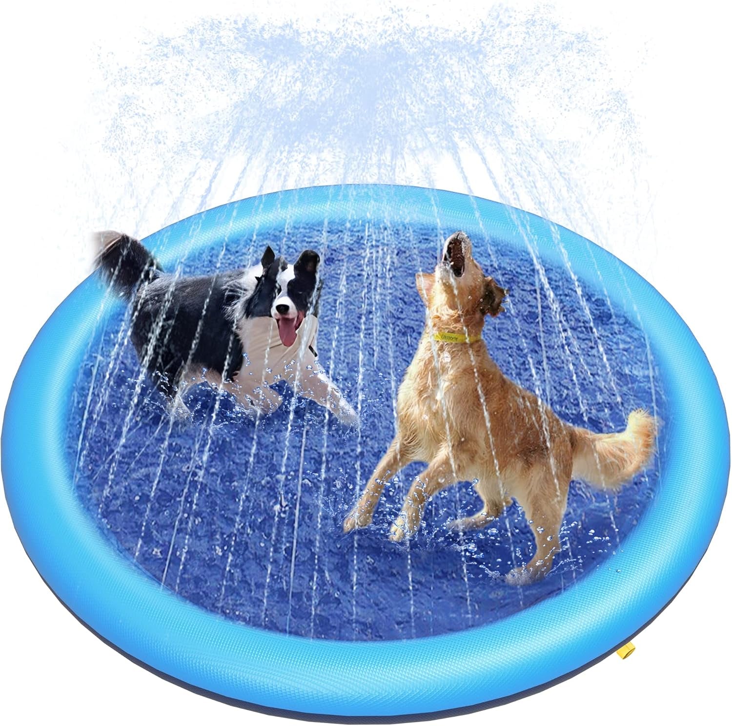 Dog Splash Pad 59" Anti-Slip Dog Pools for Large Dogs 0.58 Mm Thick Dog Sprinkler Water Toy