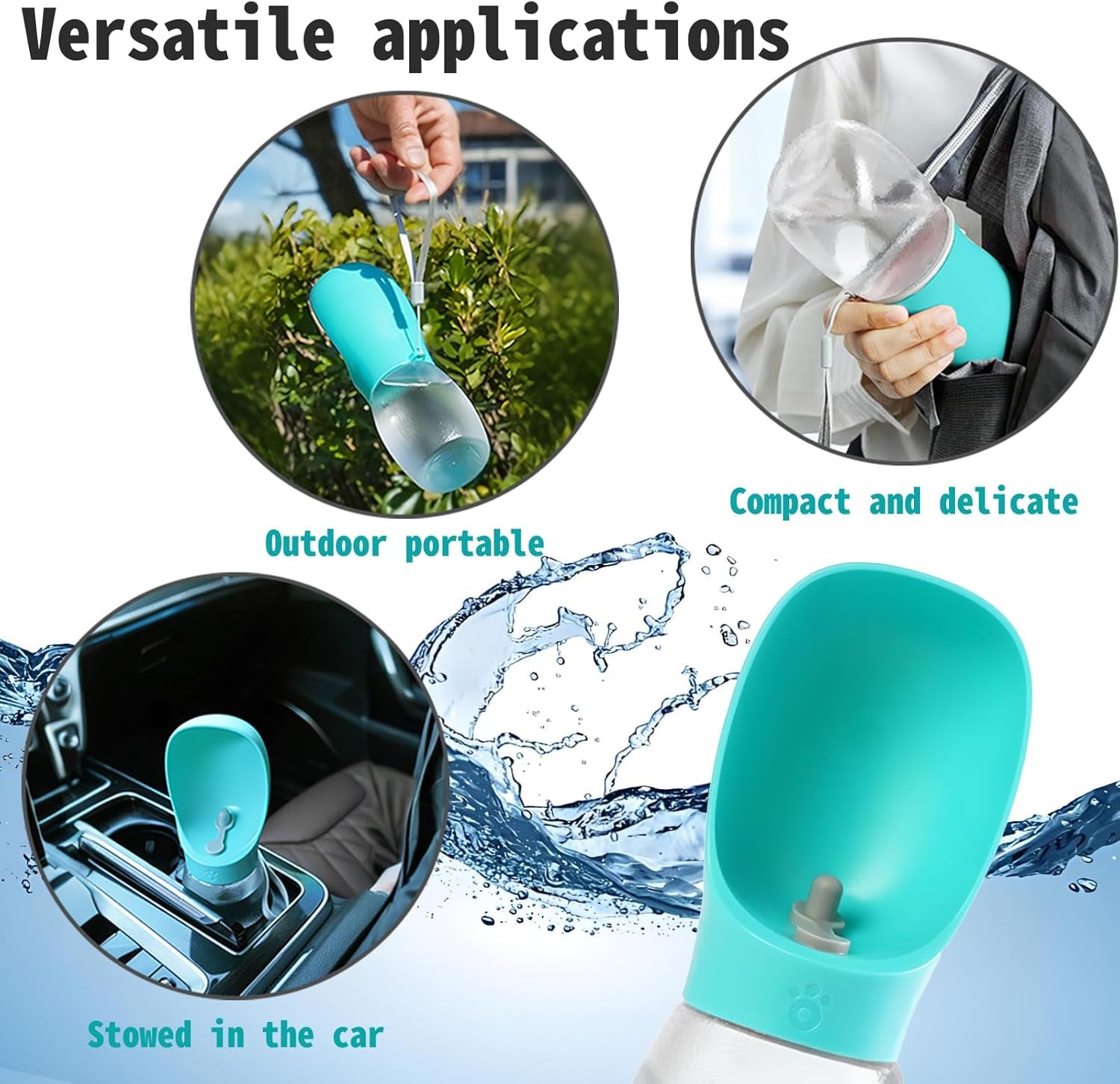 Dog Water Bottle,Leak Proof Portable Puppy Water Dispenser with Drinking Feeder, Dog Walking Accessories for Pets Outdoor Walking, Hiking, Travel, Food Grade Plastic