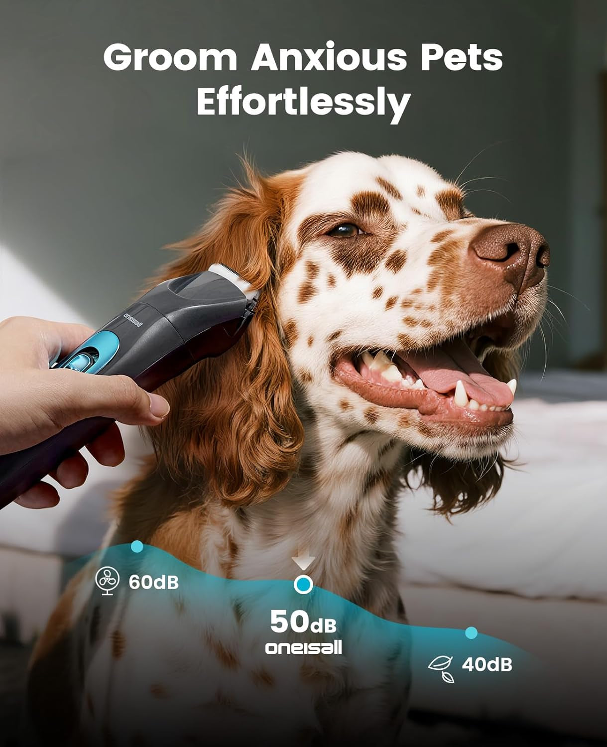 Professional 4-In-1 Dog Grooming Kit with LED Light | Quiet Clippers & Nail Grinder, Cordless, 3.7 Hrs Runtime, LED Display, Safe for Paws, Face, Ears & Body