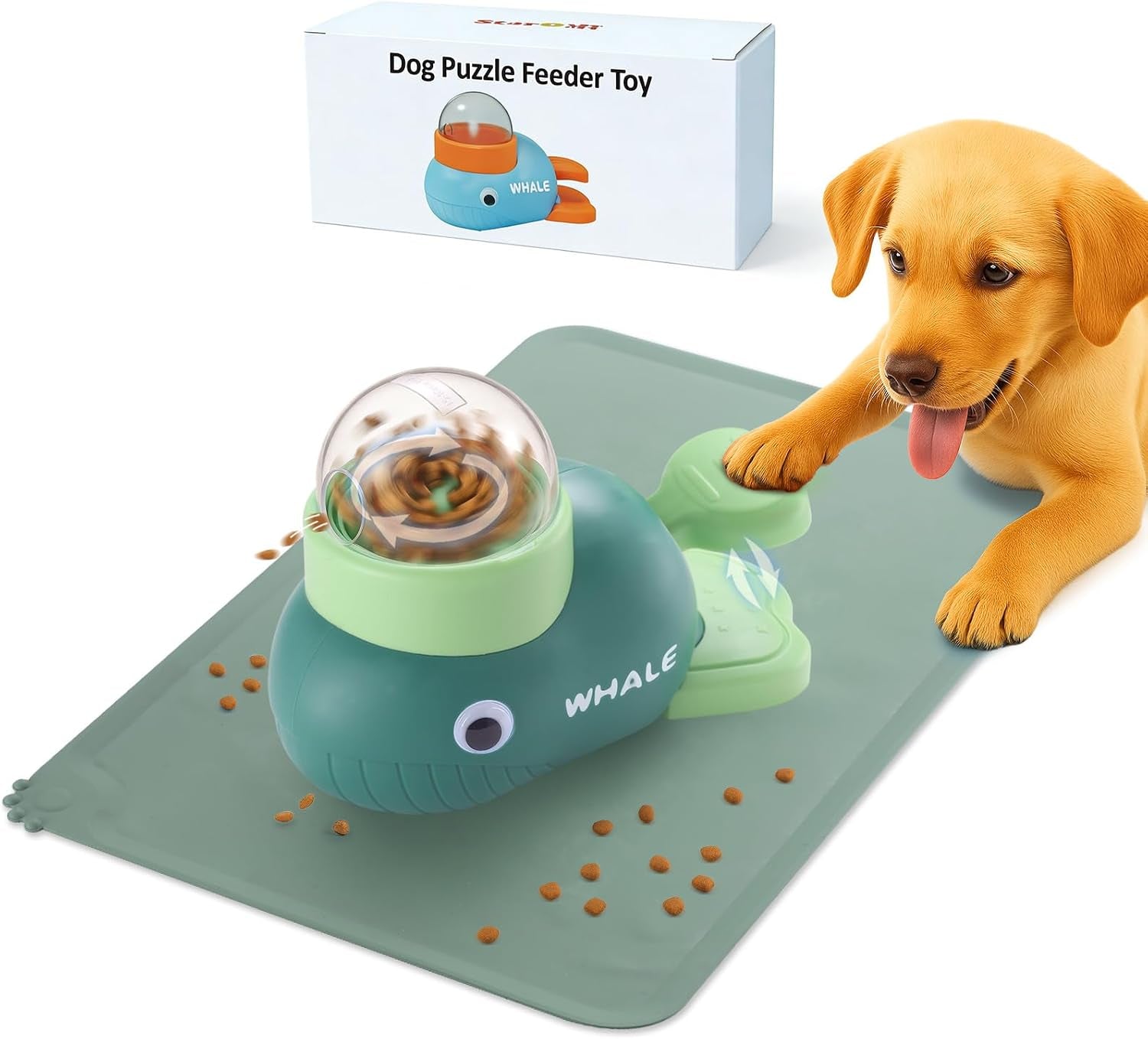 Interactive Dog Toys & Cat Toys for Indoor Cats, Dog Puzzle Toy Slow Feeder Bowl, Puppy Enrichment Toys, Interactive Cat Toys, Dog Feeder Puzzle Toy for Smart Dogs to Keep Them Busy with Silicone Mat