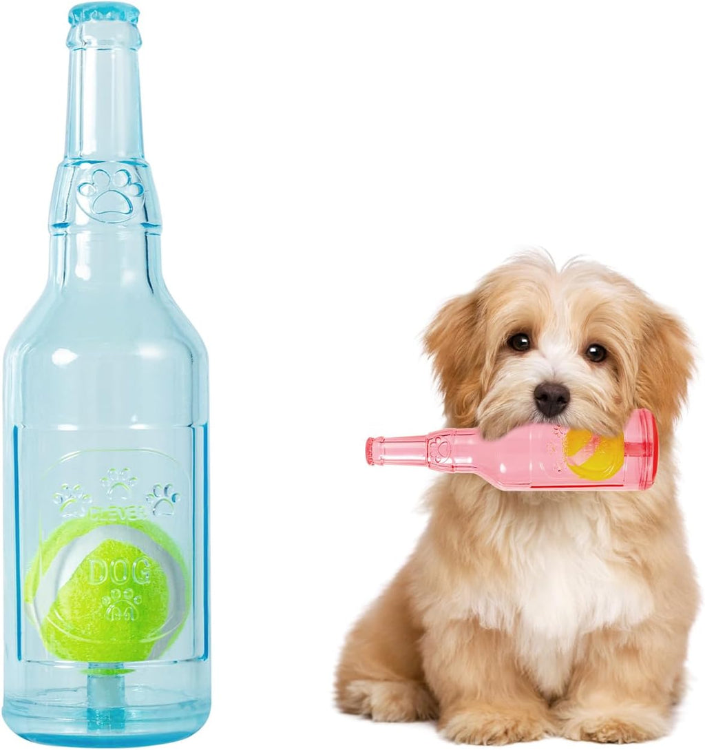 Dog Toy, Dog Squeak Toy, Floating Dog Toy, Interactive Fetch Toy for Play and Training, Bottle Shape with Tennis Ball inside (Set of Two Large)