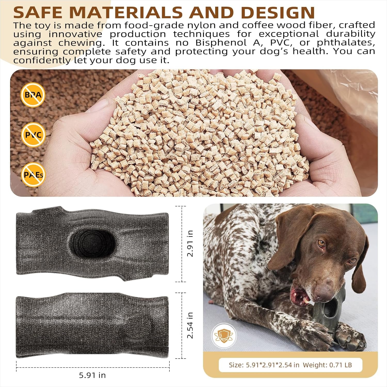 Tree Stump Dog Frozen Treat Toy, Long Lasting Chew & Heavy Duty Treat Dispenser Toy for Large Dogs with Peanut Butter Holder, Non-Toxic Easy Clean Teething Toys for Aggressive Chewers