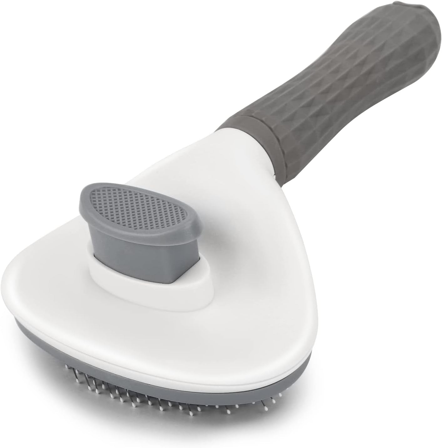 Cat Brush for Shedding, Skin Friendly Self-Clean Dog Slicker Brush | Removes Loose Undercoat, for Dogs Cats Rabbits Long & Short Hair, Pet Grooming Tool with Rounded Tips, Ergonomic Handle, Gray