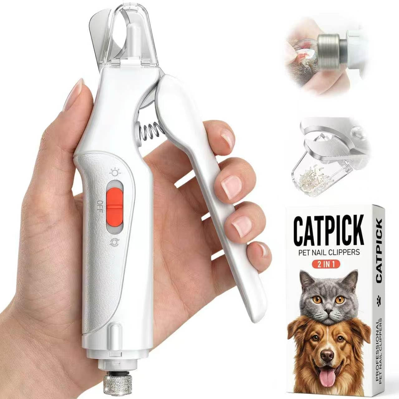 2-In-1 Cat Nail Clippers & Dog Nail Clippers Trimmers for Large Medium Small Dogs Cats Claw Trimmer Quick Sensor and Safety Guard USB Rechargeable with 2 LED Lights Dogs Nail Trimmer