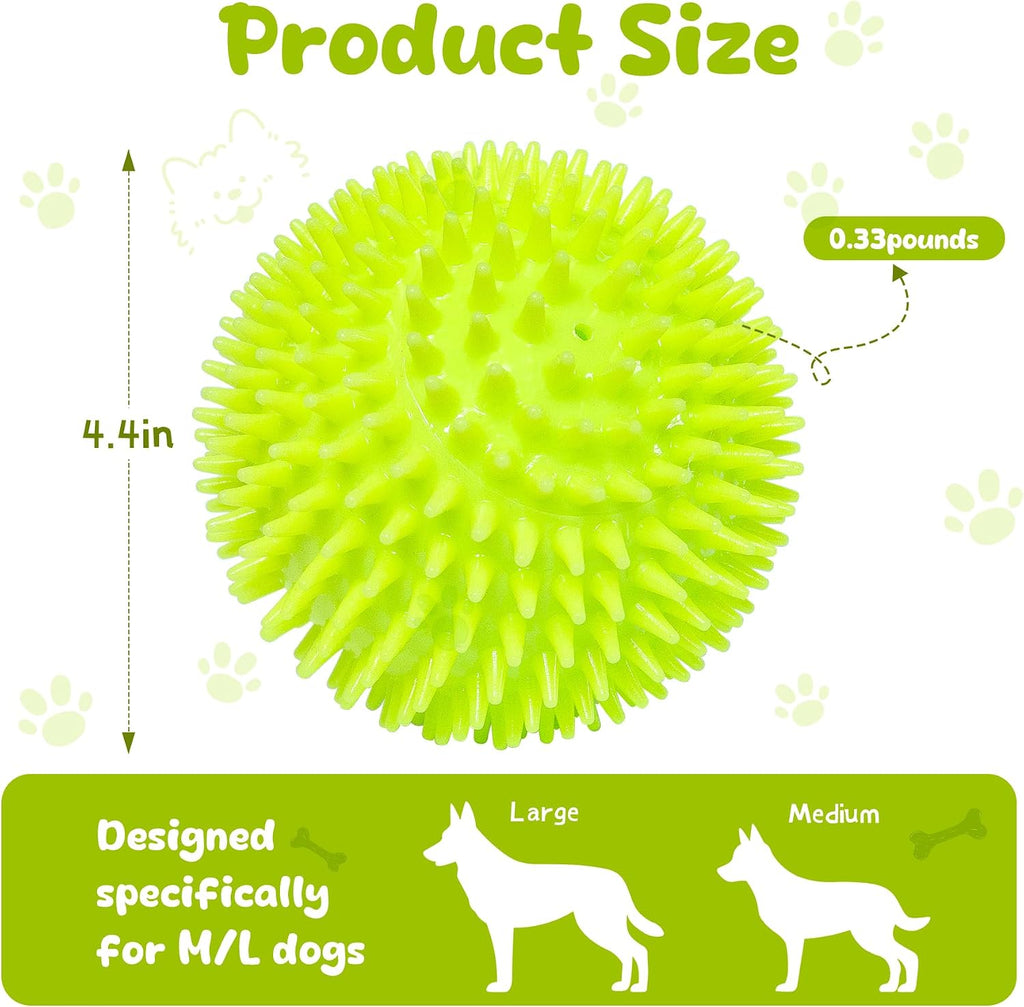 Indestructible Squeaky Dog Toys for Aggressive Chewers, Interactive Spike Dogs Balls Toys for Medium Large Dogs, Durable Floating Dog Toy Ball for Outdoor Play