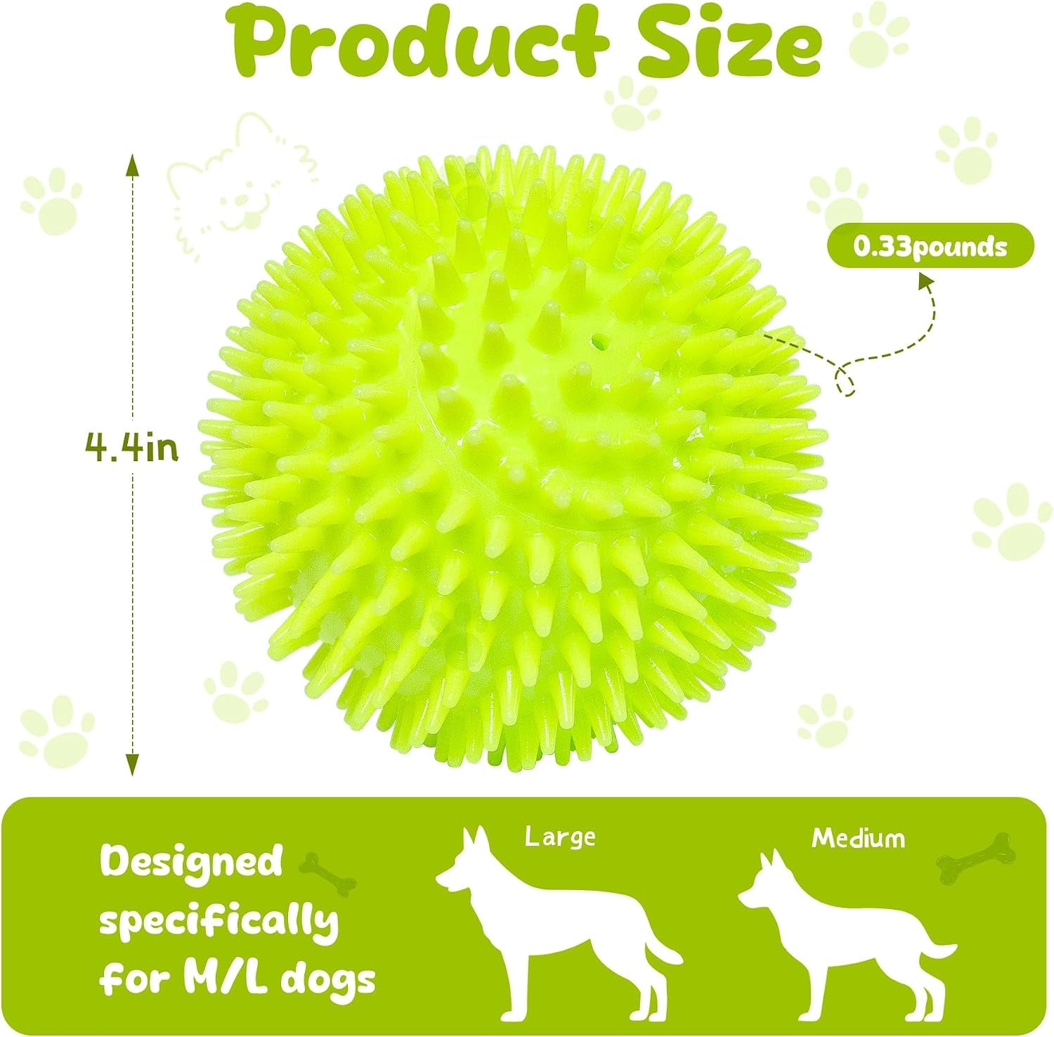 Indestructible Squeaky Dog Toys for Aggressive Chewers, Interactive Spike Dogs Balls Toys for Medium Large Dogs, Durable Floating Dog Toy Ball for Outdoor Play
