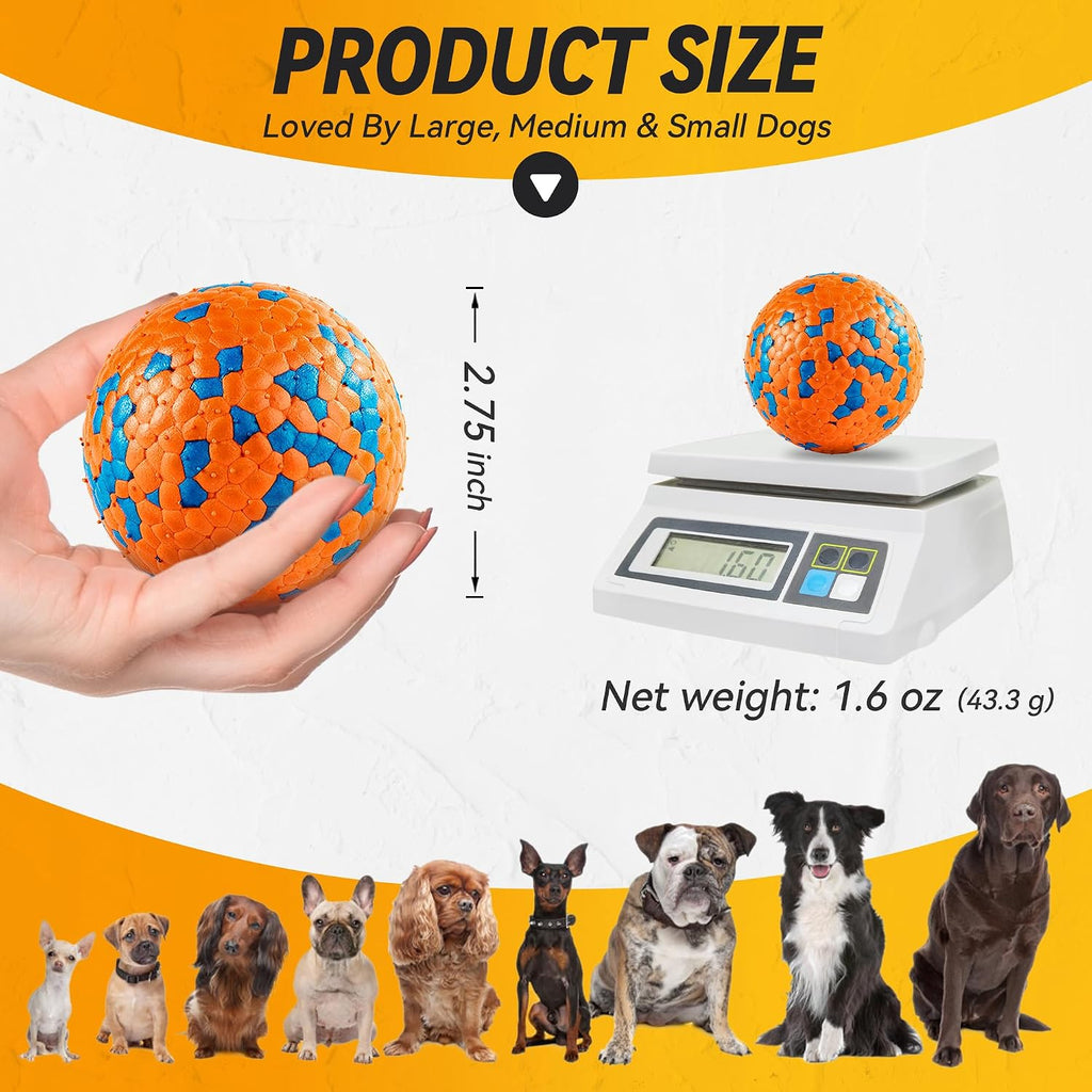 2Pcs Dog Balls, Tennis Balls for Dog Aggressive Chewers, for Large Medium Small Puppy, Training Catch&Fetch, Water Floats Toys, Orange