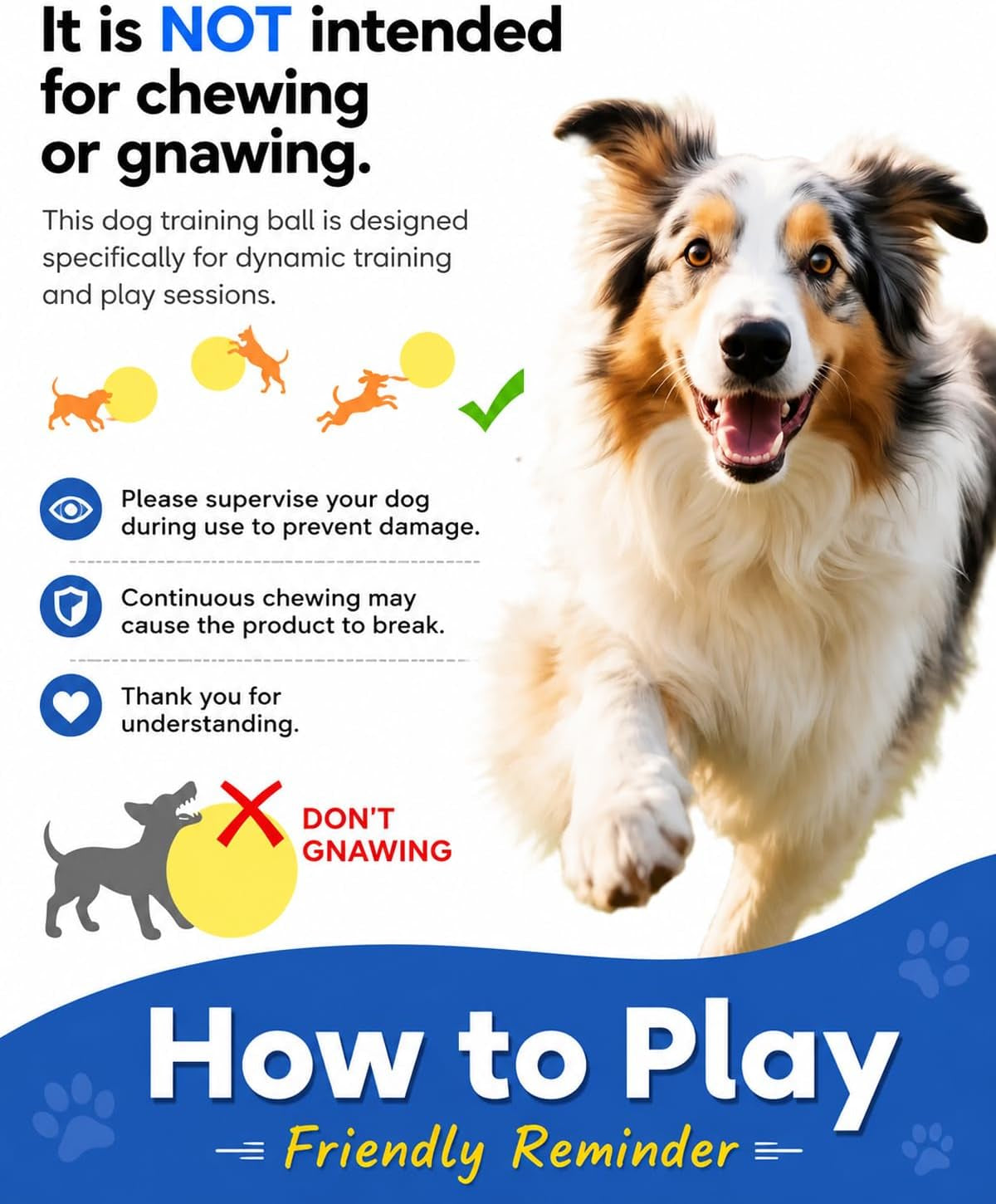 10/18/22" Herding Ball for Dogs Durable Tear Resistant Inflatable Jumbo Calming Toy Heavy Duty Handle Cover Pump Outdoor Play Exercise Training Large Breeds Border Collie Cattle Dog Waterproof (22IN)