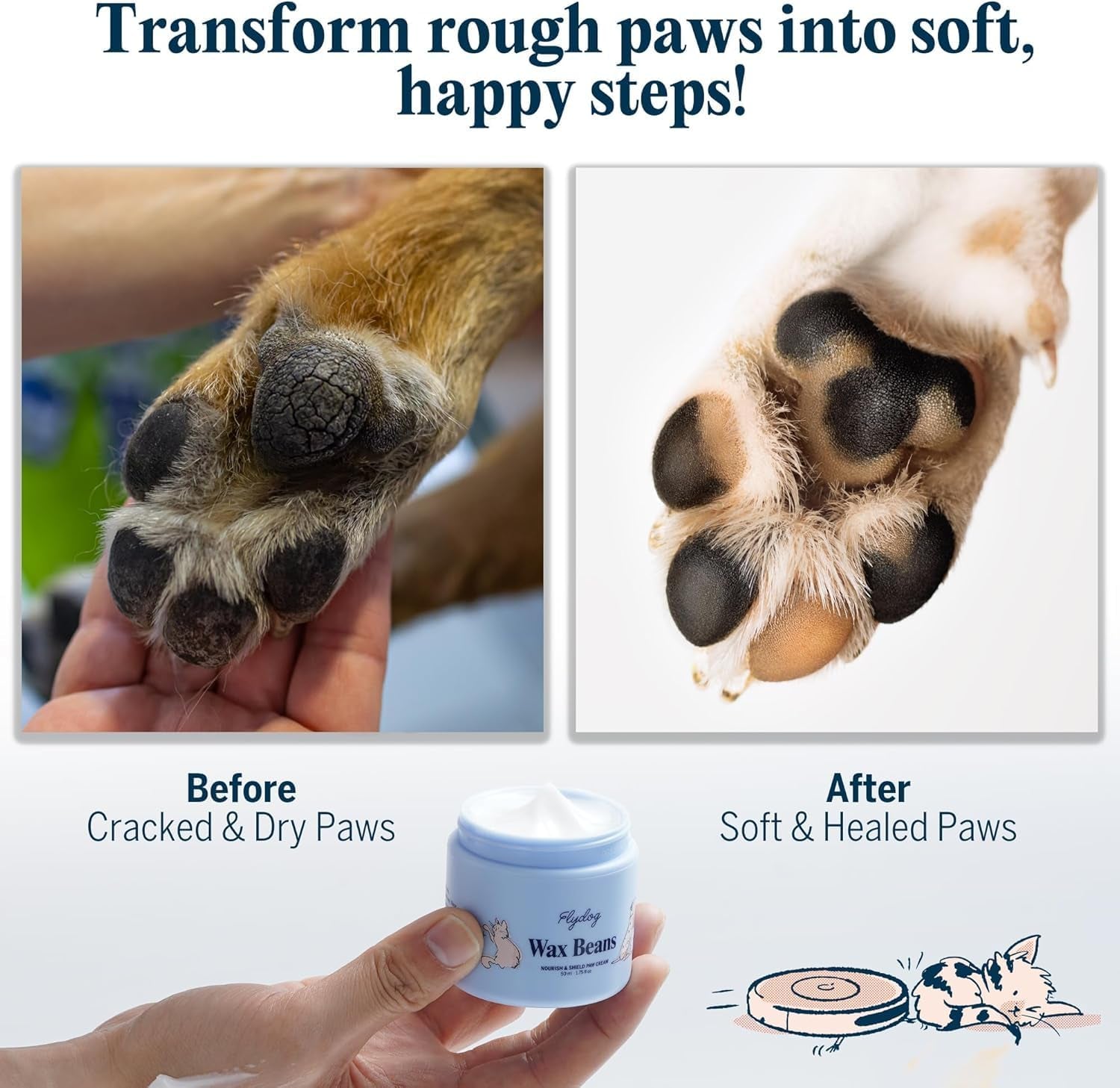 Lick-Safe Dog Paw Cream – Non-Greasy Paw Pad and Nose Balm for Dogs, Fast-Absorbing Avocado Plant Formula, Winter Paw Balm for Outdoor Dry Cracked Pads & Snout (50Ml)