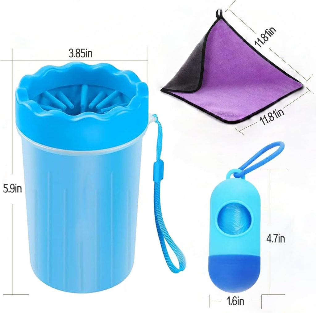 Dog Paw Cleaner,Washer,Pets Foot Wash Cup-Pet Foot Cleaner for Small Medium Large Breed Dogs/Cats Pet Clean Paws Miracle Portable Tool(With 1 Towel& 1Brush) Blue