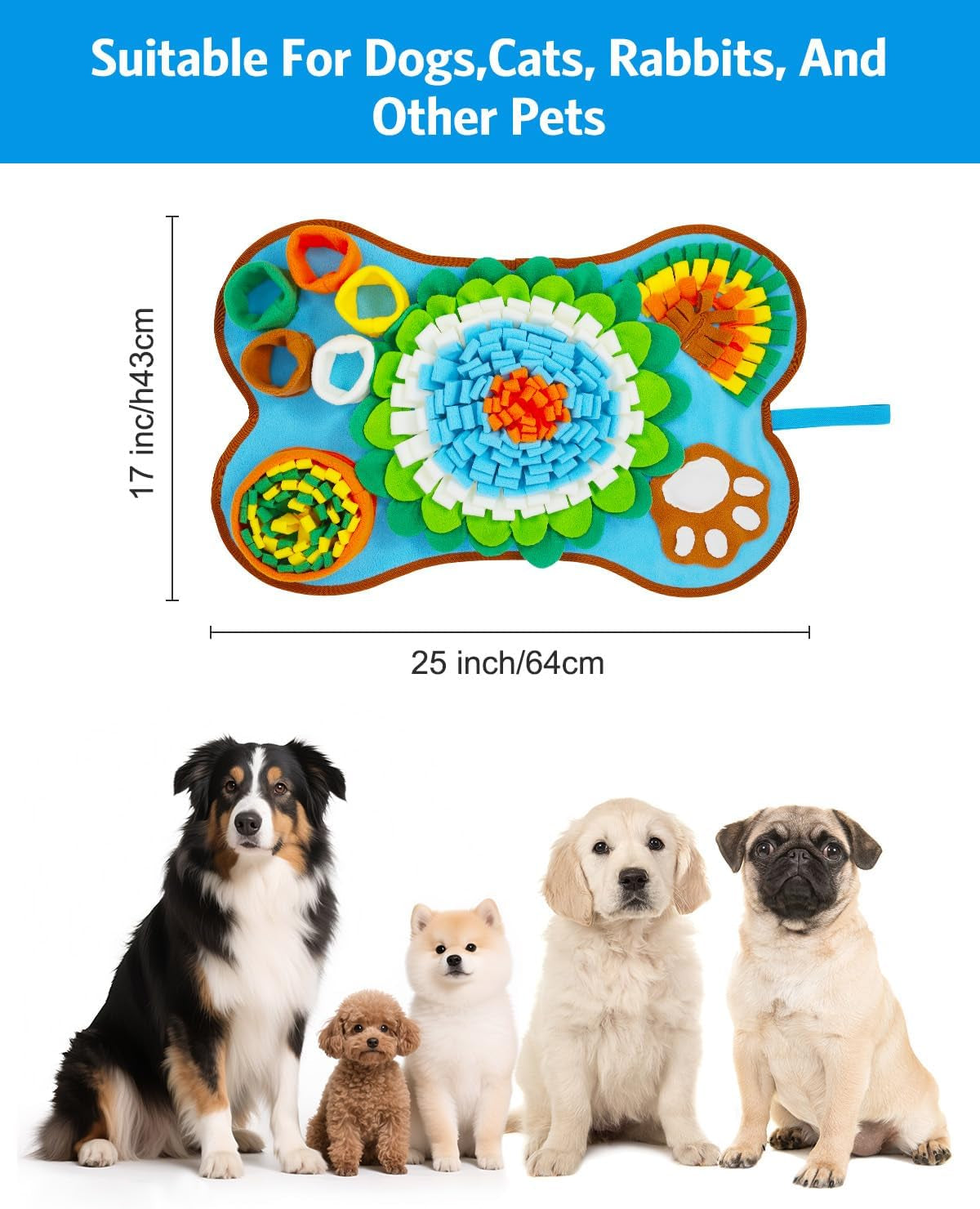 Snuffle Mat for Dogs, Sniff Mat Slow Feeding, Dog Snuffle Mat Encourages Natural Foraging Skills, Slow Eating, Help Stress Relief and Training