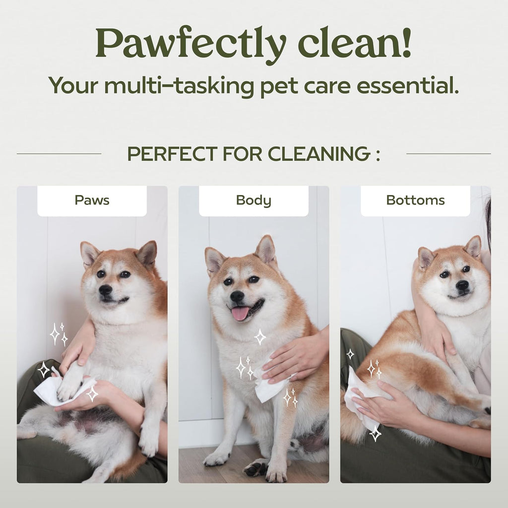 Dog Wipes, Unscented Pet Wipes, 2 Pack | Hypoallergenic Grooming Wipes for Eyes, Face, Butt & Paws; Clean, Deodorize and Tackle Tear Stain Wipes on Puppies