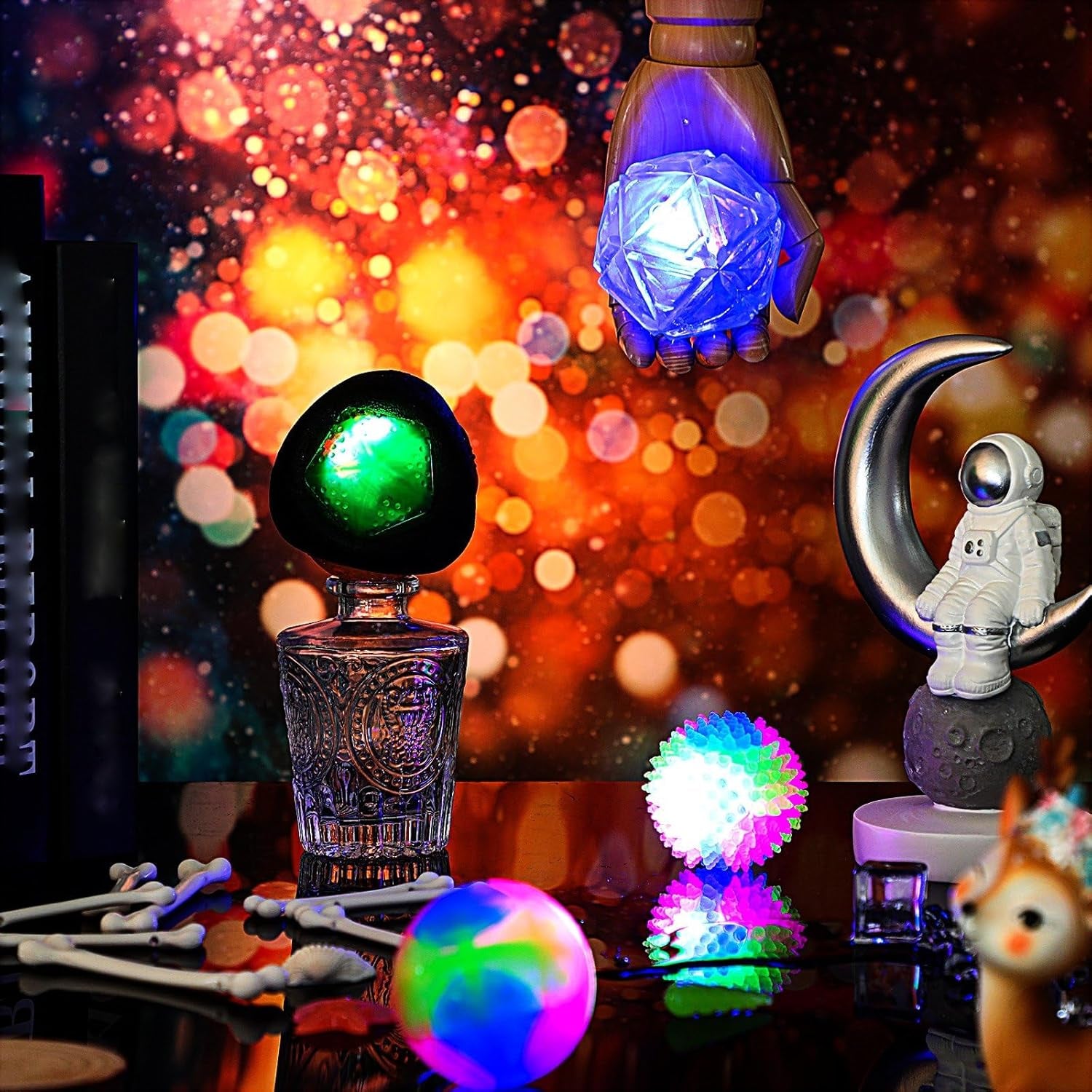 4 Pieces Light up Squeaky Dog Balls LED Flashing Light up Ball for Aggressive Chewers Glow in the Dark Flashing Ball Pet Squeaky Toy Bounce Activated Toy for Medium Small Dogs Gift