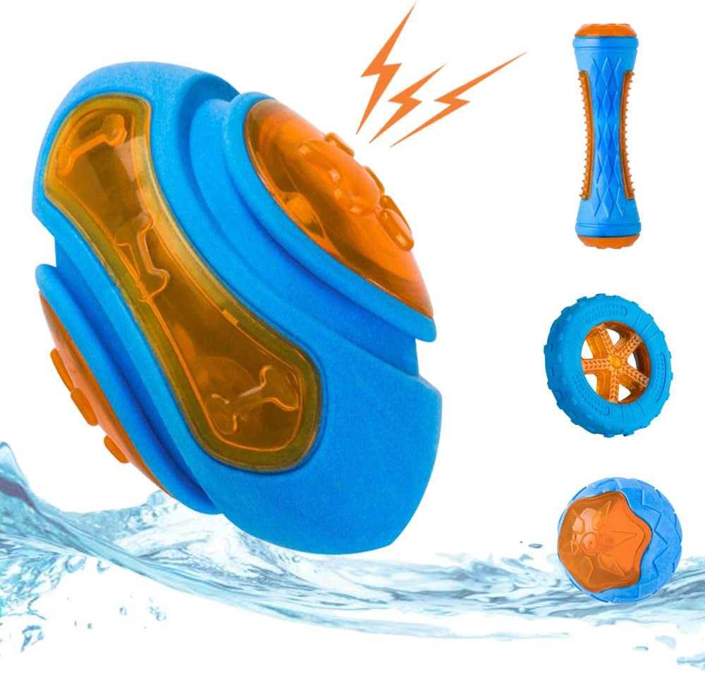Dog Squeaky Toys Pack 4 Pcs, Pool Toys, Floating Toys for Interactive Fetch & Play, Dog Beach Toy Set, TPR