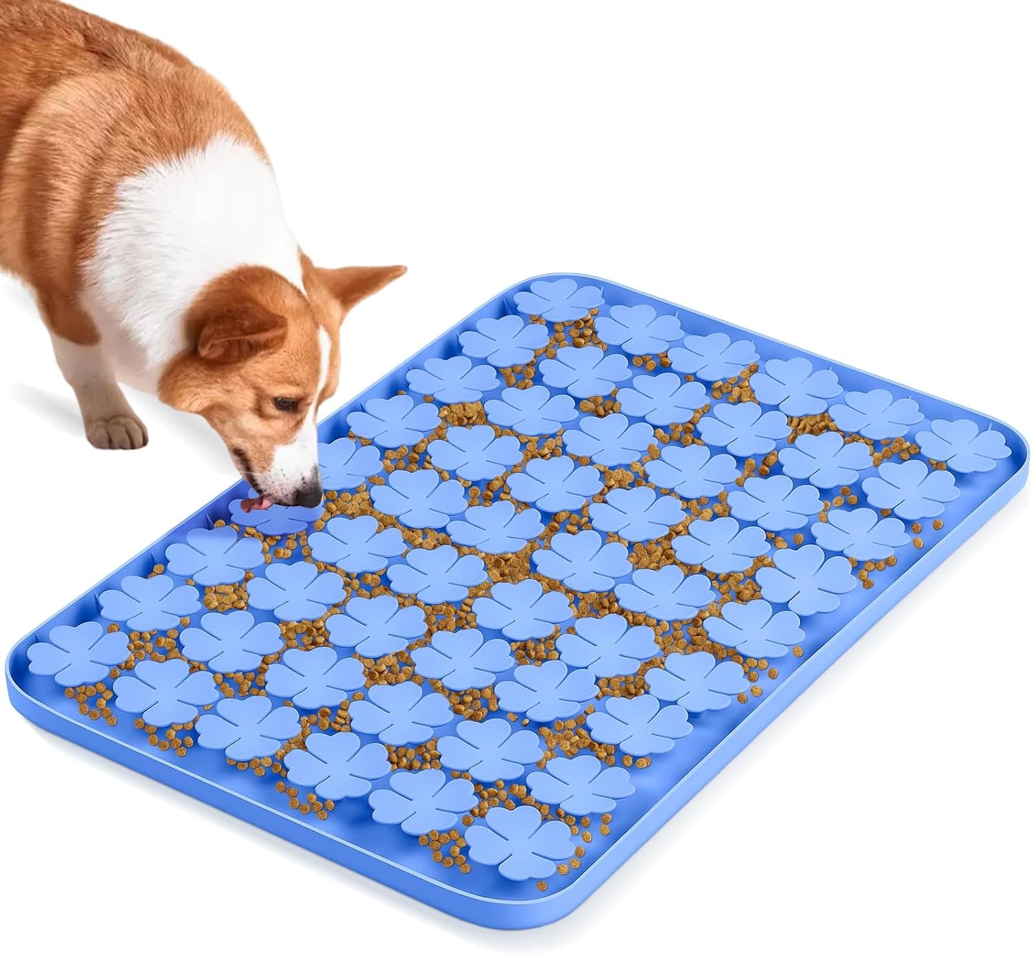 Dog Lick Mat, 23.6"X 15.7" Large Silicone Snuffle Mat with Suction Cups, Slow Feeder for Small Medium Large Dogs Slow Eating, Boredom Reducer (Blue)
