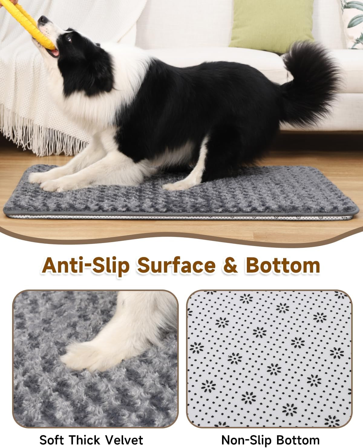 XL Dog Bed for Crate Pad, High Resilience Foam Mat Bed, 41X27, Dark Grey | Kennel Mat Pet Bed for Large Dogs, Supportive, Non-Slip Bottom, Lightweight & Portable, Washable, Suit for Travel, Trunk