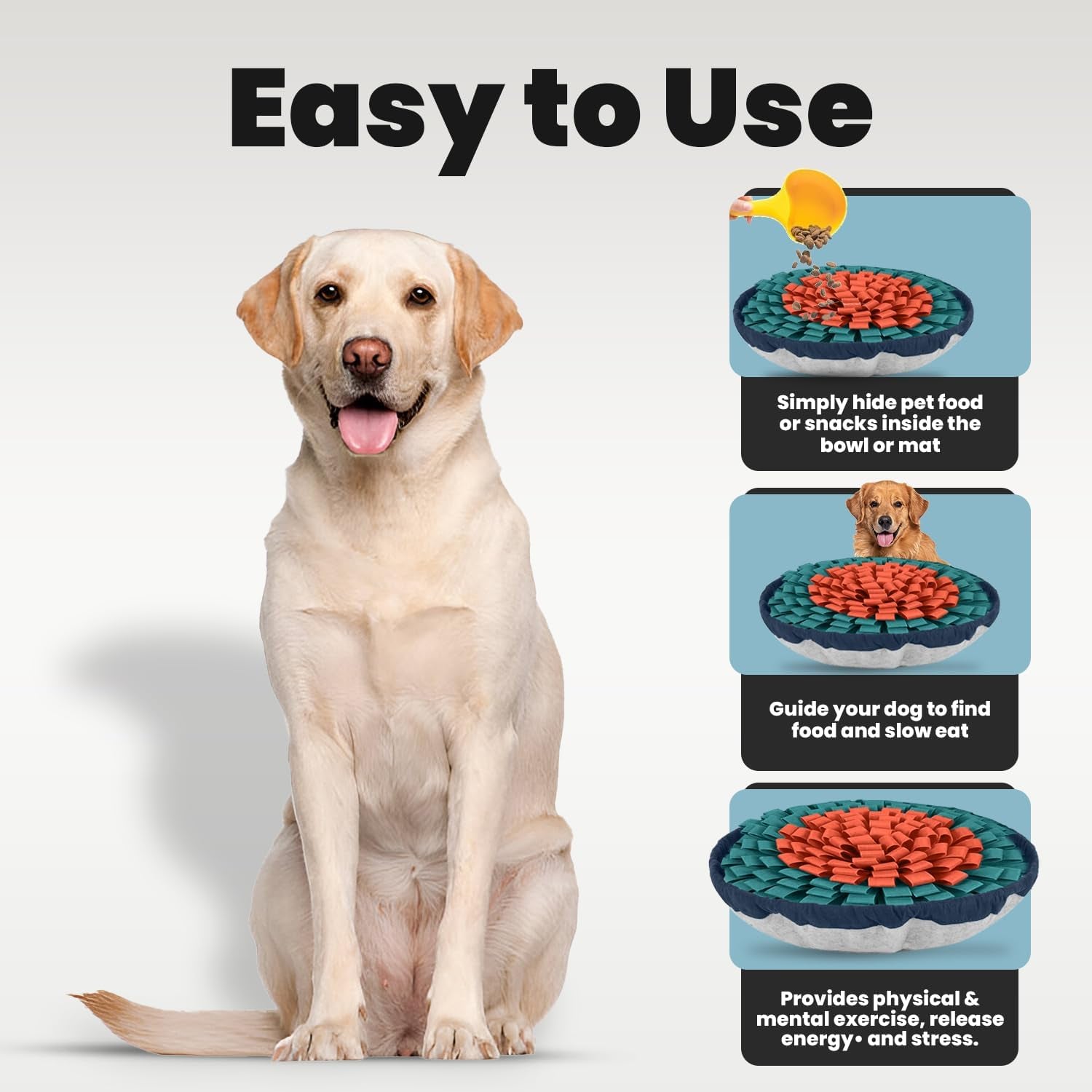 Snuffle Mat for Dogs - Adjustable Interactive Puzzle Toy for Large & Small Breed Slow Feeder for Mental Stimulation & Stress Relief Encourages Natural Foraging Ideal for Indoor & Outdoor Use