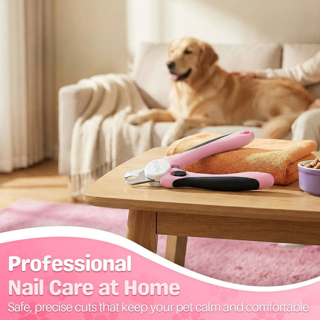 Dog Nail Clippers and Cat Nail Trimmer with Safety Guard, Pink | Pet Nail Clippers with a 3.5 Mm Stainless Steel Blade for Grooming Puppies, Indoor Cats and Small, Medium or Large Dog Breeds