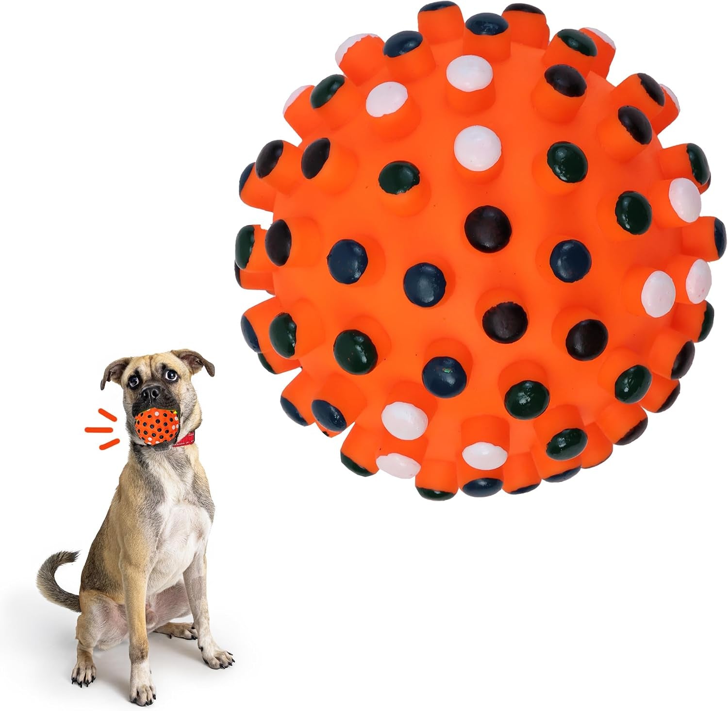 Vinyl Gumdrop Ball Dog Toy with Squeaker - Colorful and Interactive Dog Chew Toy, Floats in Water, Made from Durable, Non-Toxic Natural Rubber, Great for Dogs and Puppies, 5In, Assorted Colors
