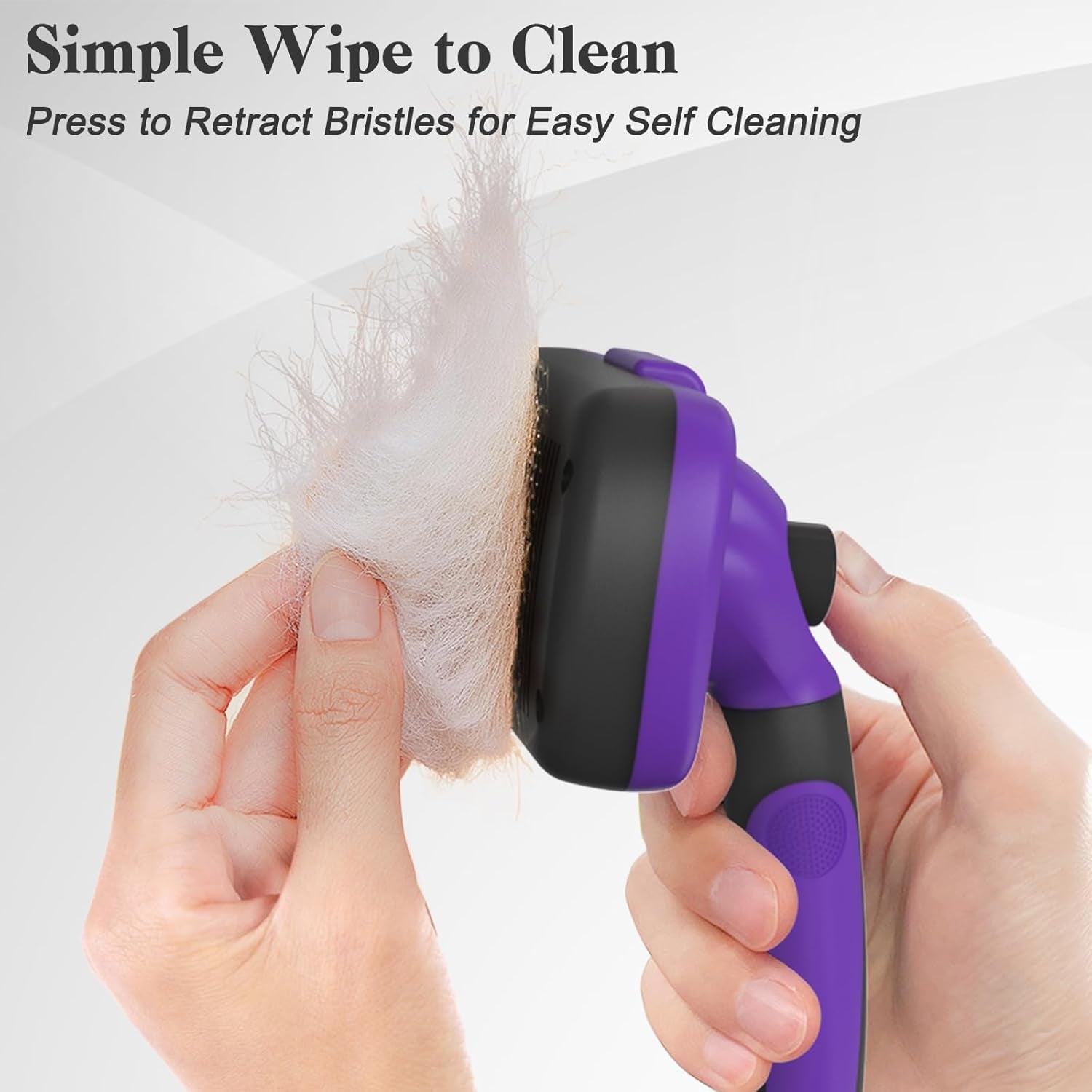 Self Cleaning Slicker Brush for Dogs & Cats, Skin Friendly Pet Grooming for Shedding, Deshedding, and Hair Removal - Puppy Brush for Long Haired Pets, Pet Supplies, Purple