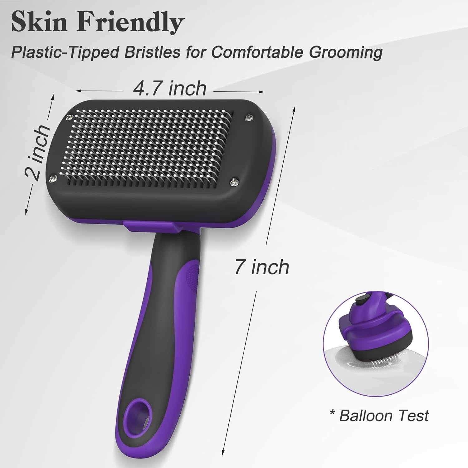 Self Cleaning Slicker Brush for Dogs & Cats, Skin Friendly Pet Grooming for Shedding, Deshedding, and Hair Removal - Puppy Brush for Long Haired Pets, Pet Supplies, Purple