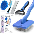 Dog Slicker Brush for Dogs Grooming Kit 5PCS Long Haired Doodles | Goldendoodles Poodles, Skin Friendly Deshedding, Comb and Rake, Removes Undercoat, Professional Detangling, Large, Blue
