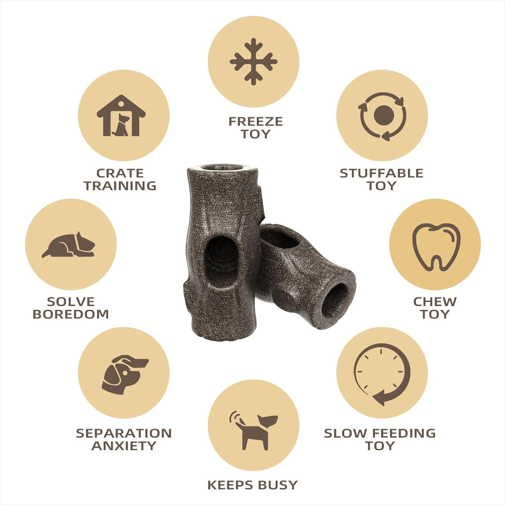 Tree Stump Dog Frozen Treat Toy, Long Lasting Chew & Heavy Duty Treat Dispenser Toy for Large Dogs with Peanut Butter Holder, Non-Toxic Easy Clean Teething Toys for Aggressive Chewers