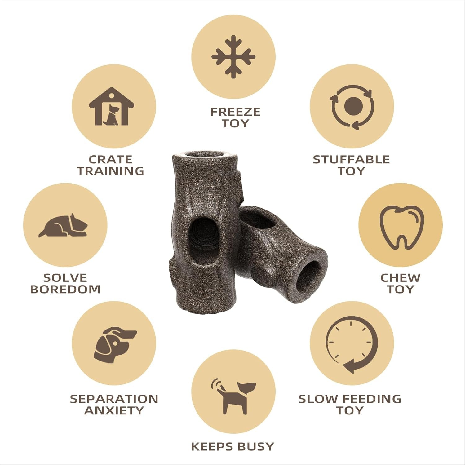 Tree Stump Dog Frozen Treat Toy, Long Lasting Chew & Heavy Duty Treat Dispenser Toy for Large Dogs with Peanut Butter Holder, Non-Toxic Easy Clean Teething Toys for Aggressive Chewers